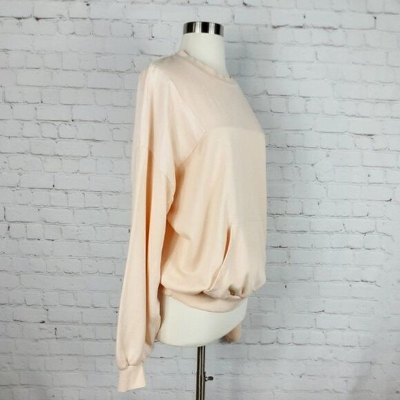 Young Fabulous Broke Drew Oversized Mixed Media Peach Pullover Sweatshirt Top XS - Picture 6 of 9